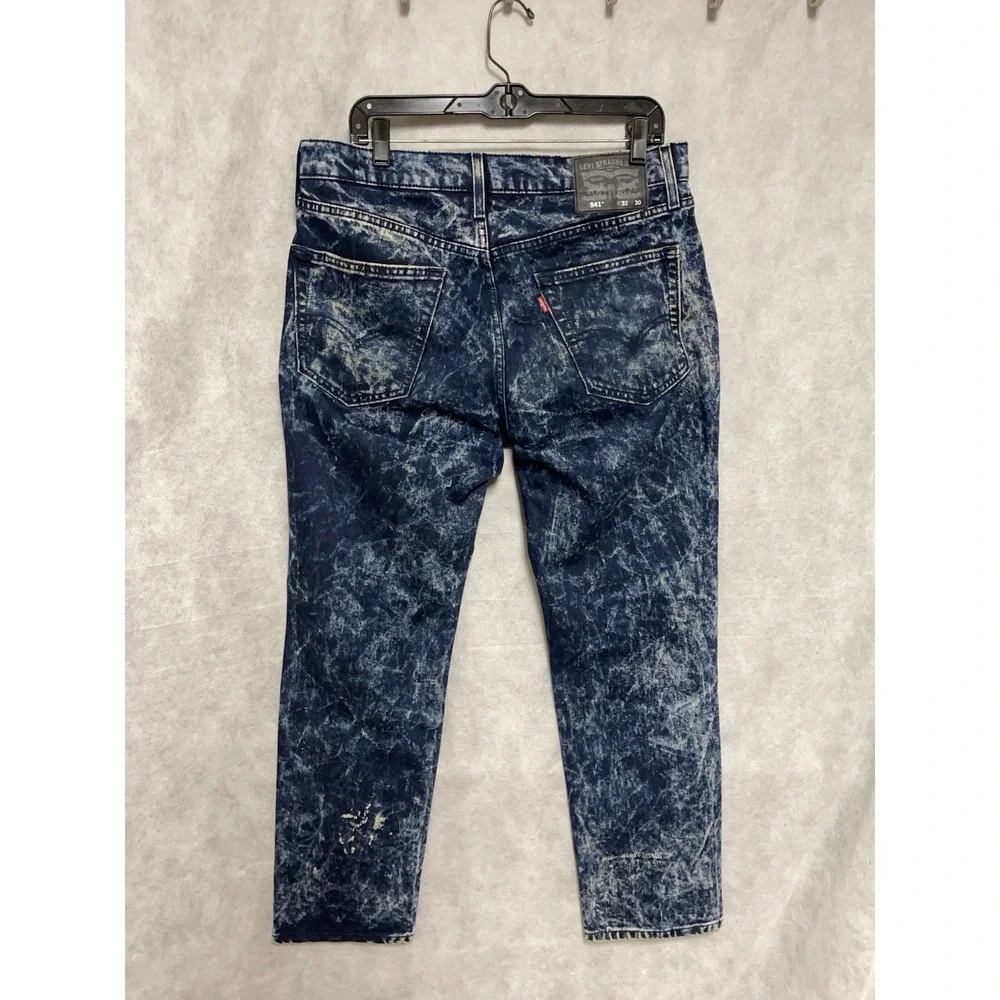 Levi's 541 Jeans Men 32x30 Blue Beige Tie Dye Athletic Taper Denim Acid Wash